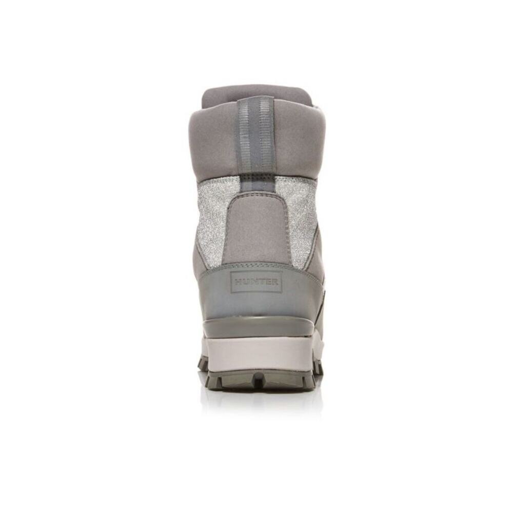 NEW Hunter Glitter Commando Boot Silver/Tundra Grey 7 M - Picture 3 of 5